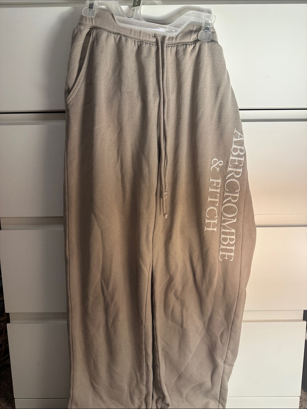 Abercrombie & Fitch Beige Logo Sweatpants